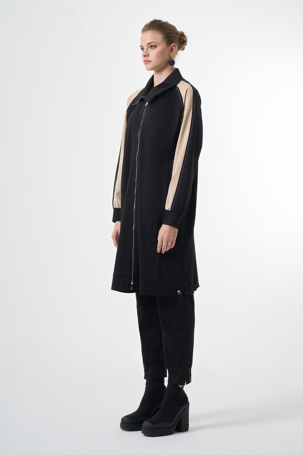 Modern Panelled Zip Midi Jacket