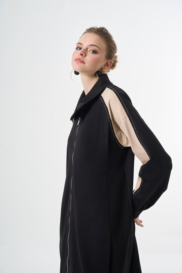 Modern Panelled Zip Midi Jacket