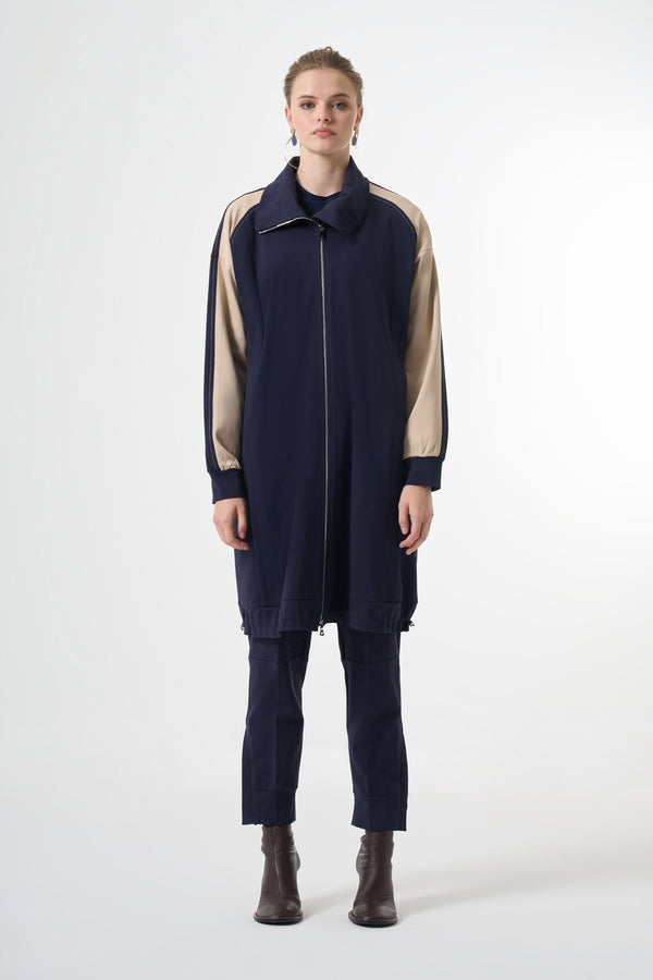 Modern Panelled Zip Midi Jacket