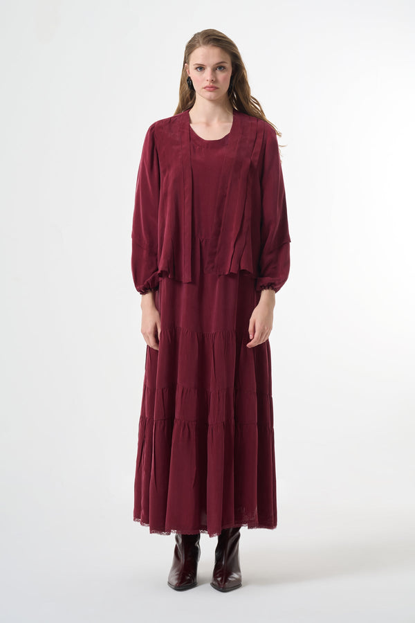 Silk flare skirt Plus size Dress with Jacket