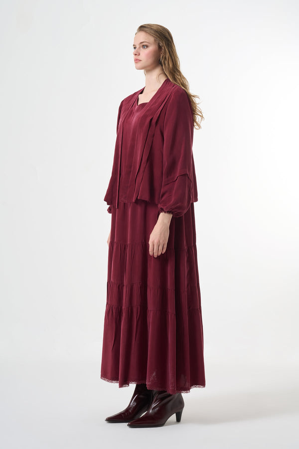 Silk flare skirt Plus size Dress with Jacket