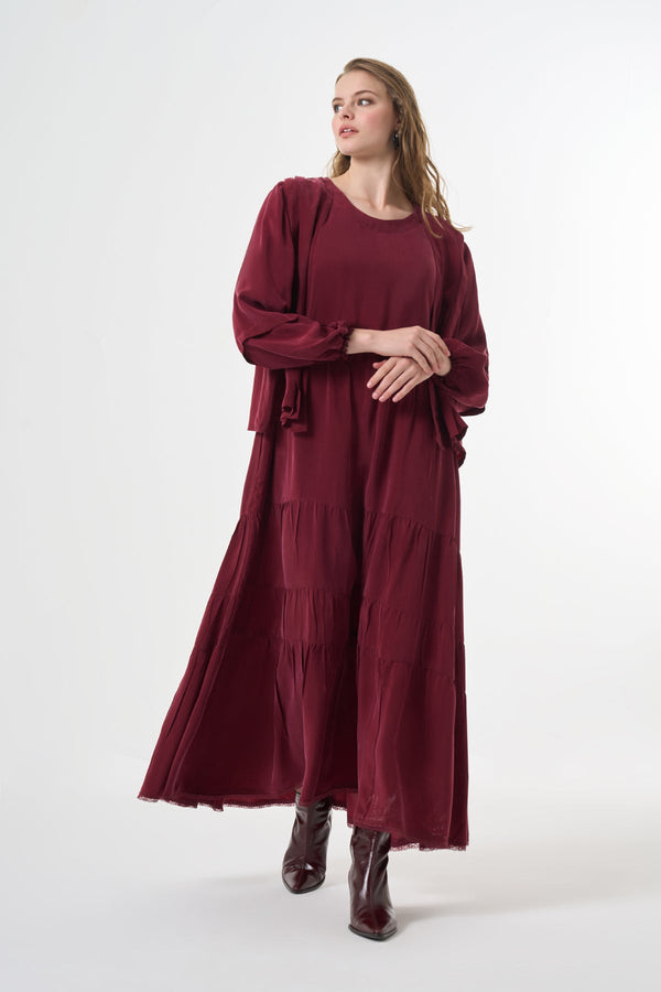 Silk flare skirt Plus size Dress with Jacket