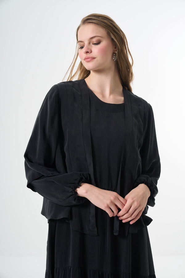 Silk flare skirt Plus size Dress with Jacket