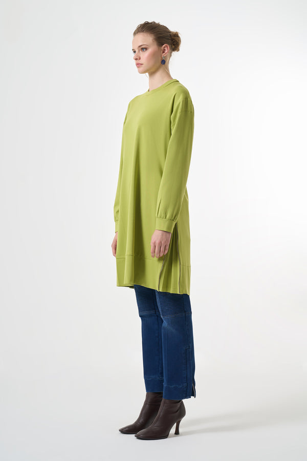 Side Zip-Detail Long Tunic