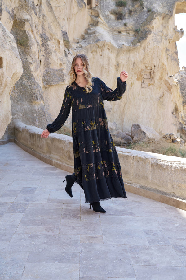 Brown Cupro Plus-Size Dress