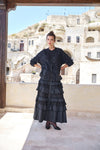 Folded-Panel Viscose-Cupro Maxi Skirt