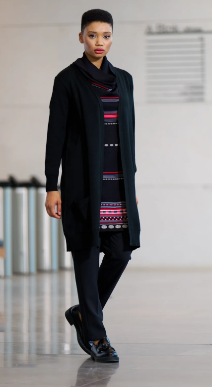 Geometric Panel Layered Knit Tunic