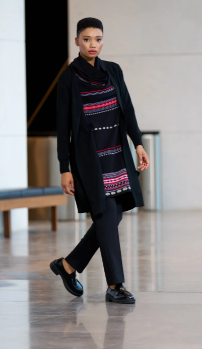 Geometric Panel Layered Knit Tunic