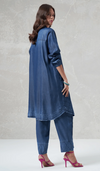 Embellished-Hem Longline Tencel Denim Tunic