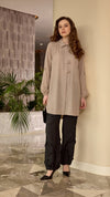 Cupro-Silk Tab-Detail Longline Shirt