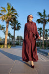 Belted Flowing Abaya with Matching Scarf