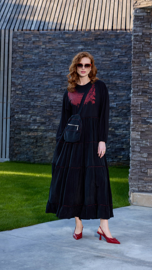 Black Silk-Poplin Maxi Dress