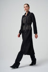 Suede Trench Coat with Stud/Rhinestone Detail