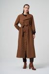 Trench Coat with Ruffle/Pleat Detail and Sash