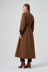 Trench Coat with Ruffle/Pleat Detail and Sash