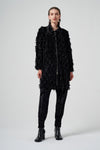 Fringed Detail Zippered Bouclé Coat