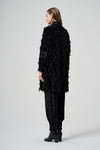 Fringed Detail Zippered Bouclé Coat