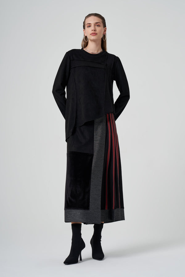 Skirt with Suede Trim