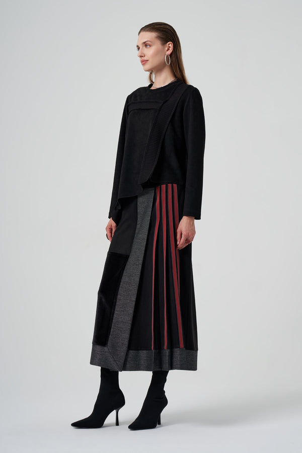 Skirt with Suede Trim