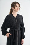 Textured Zip-Front Maxi Coat
