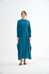Embroided Elegant Flow Belted Dress