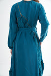 Embroided Elegant Flow Belted Dress