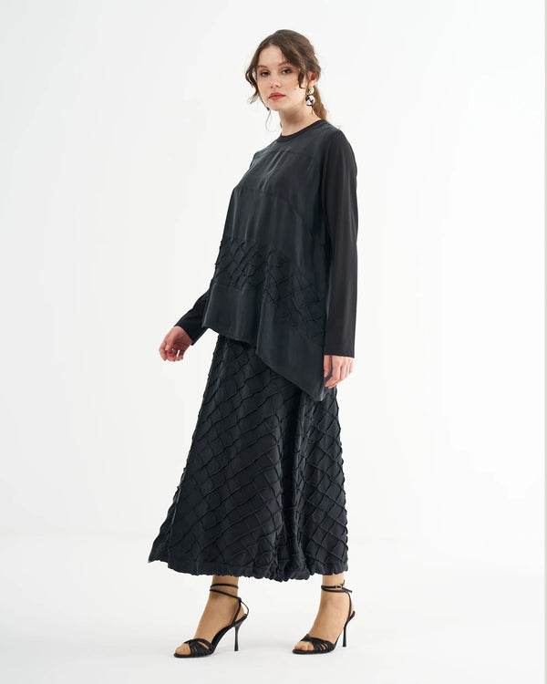 Asymmetric Textured Two-Piece Set