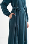 Belted Maxi Dress with Zipper Detail