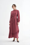 Embroided Elegant Flow Belted Dress