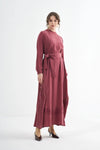 Embroided Elegant Flow Belted Dress
