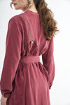 Embroided Elegant Flow Belted Dress