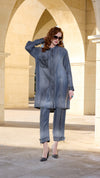 Gray Stone-washed Denim Button-Front Tunic