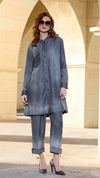 Gray Stone-washed Denim Button-Front Tunic