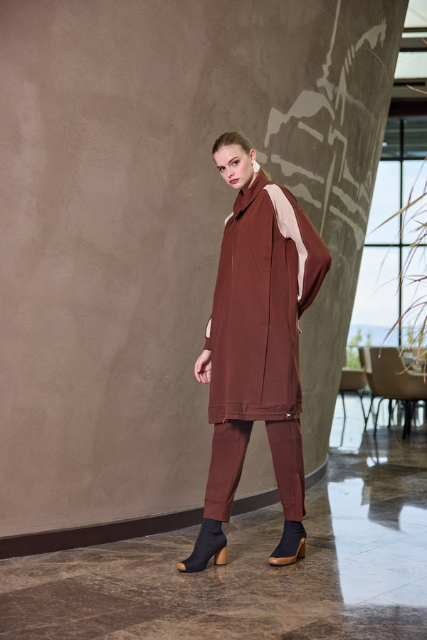 Modern Panelled Zip Midi Jacket
