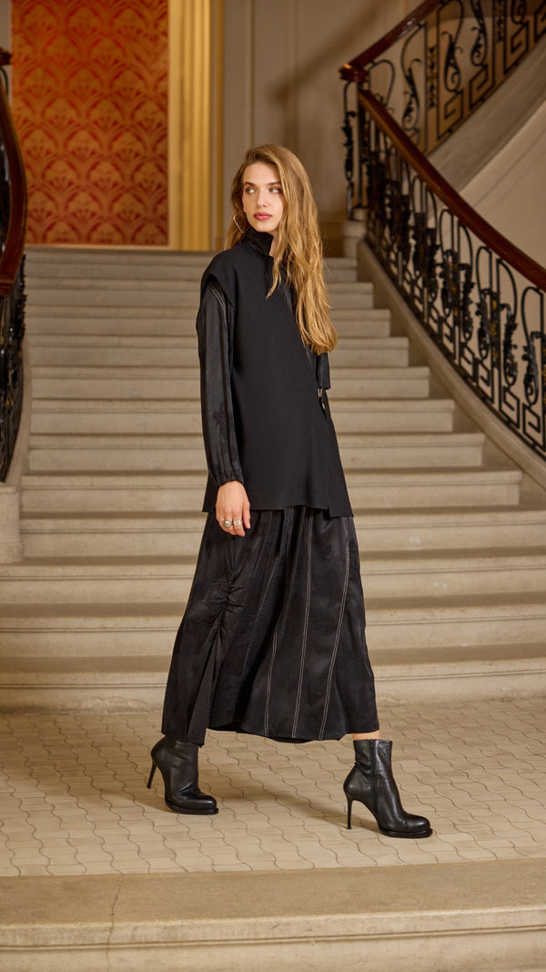 Cupra Silk Dress with a Felt jacket
