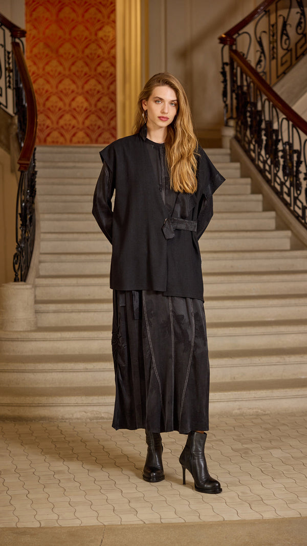 Cupra Silk Dress with a Felt jacket