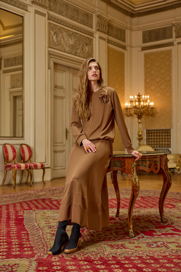 Set with Front Stitch Detail and Paneled Skirt