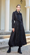 معطف طويل بفتحة جانبية ونقوش جلد الفهد