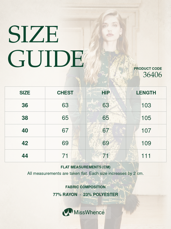 Patterned Zippered Coat with Faux Fur Hem Detail