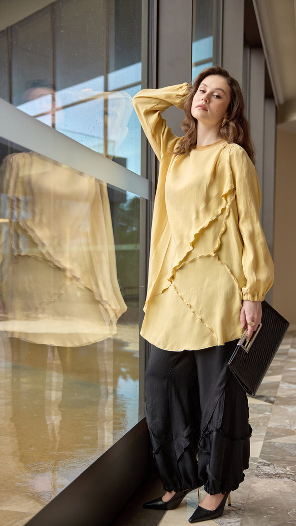 MissWhence 39017 cupro longline tunic, original product photograph M-0592
