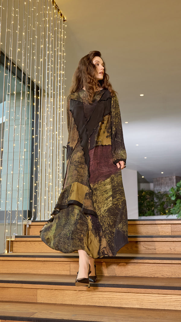 MissWhence UAE V3350 abstract-print chiffon-detail plus-size maxi dress, gallery view 2