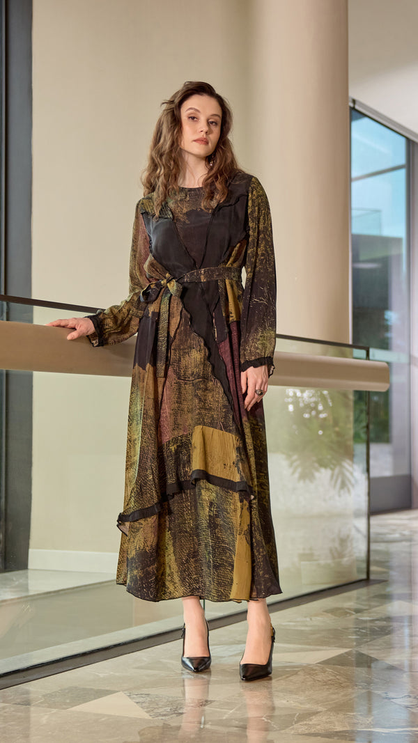 MissWhence UAE V3350 abstract-print chiffon-detail plus-size maxi dress, gallery view 3
