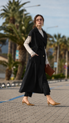 Belted Sleeveless Vest with Layered Styling