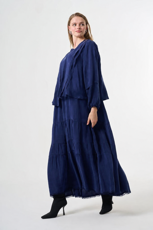 Silk flare skirt Plus size Dress with Jacket