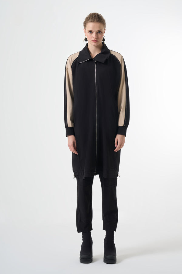 Modern Panelled Zip Midi Jacket