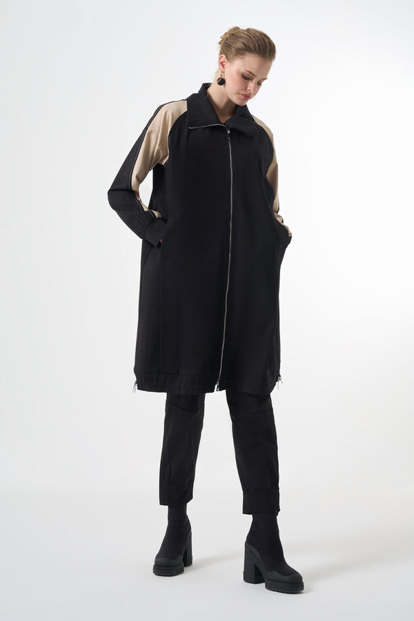 Modern Panelled Zip Midi Jacket