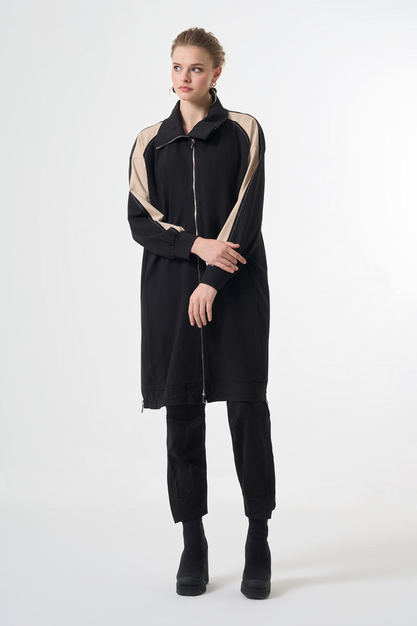 Modern Panelled Zip Midi Jacket