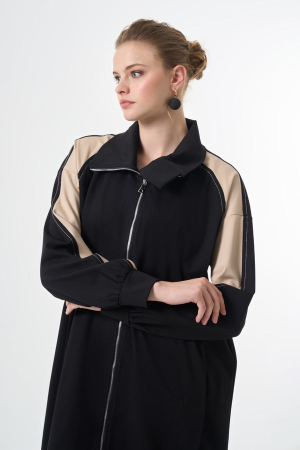 Modern Panelled Zip Midi Jacket