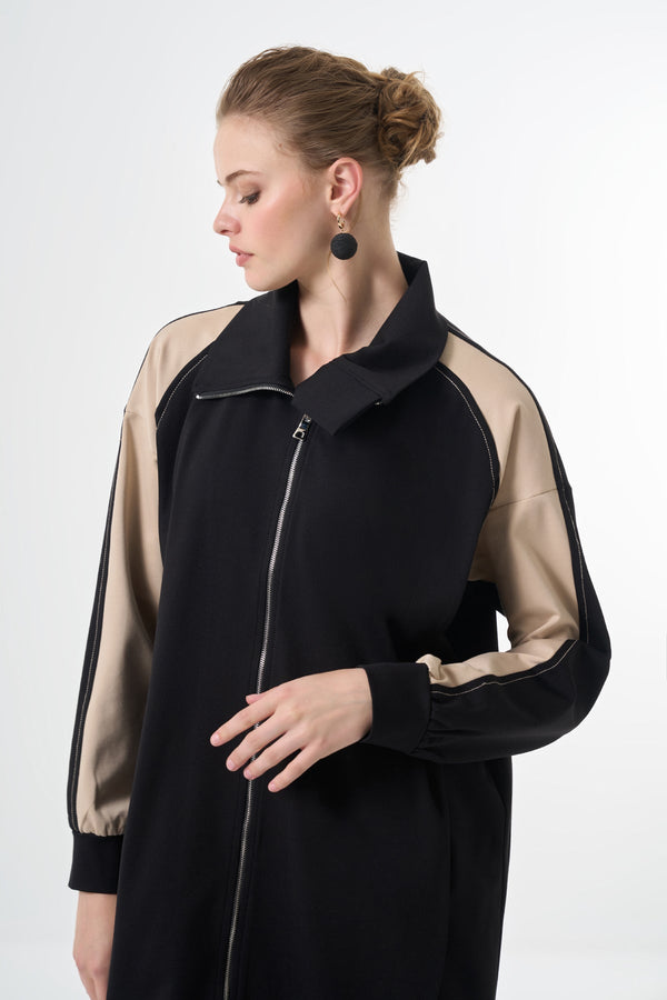 Modern Panelled Zip Midi Jacket