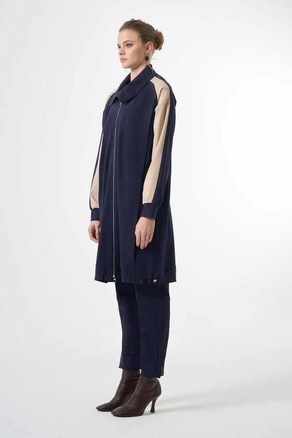 Modern Panelled Zip Midi Jacket